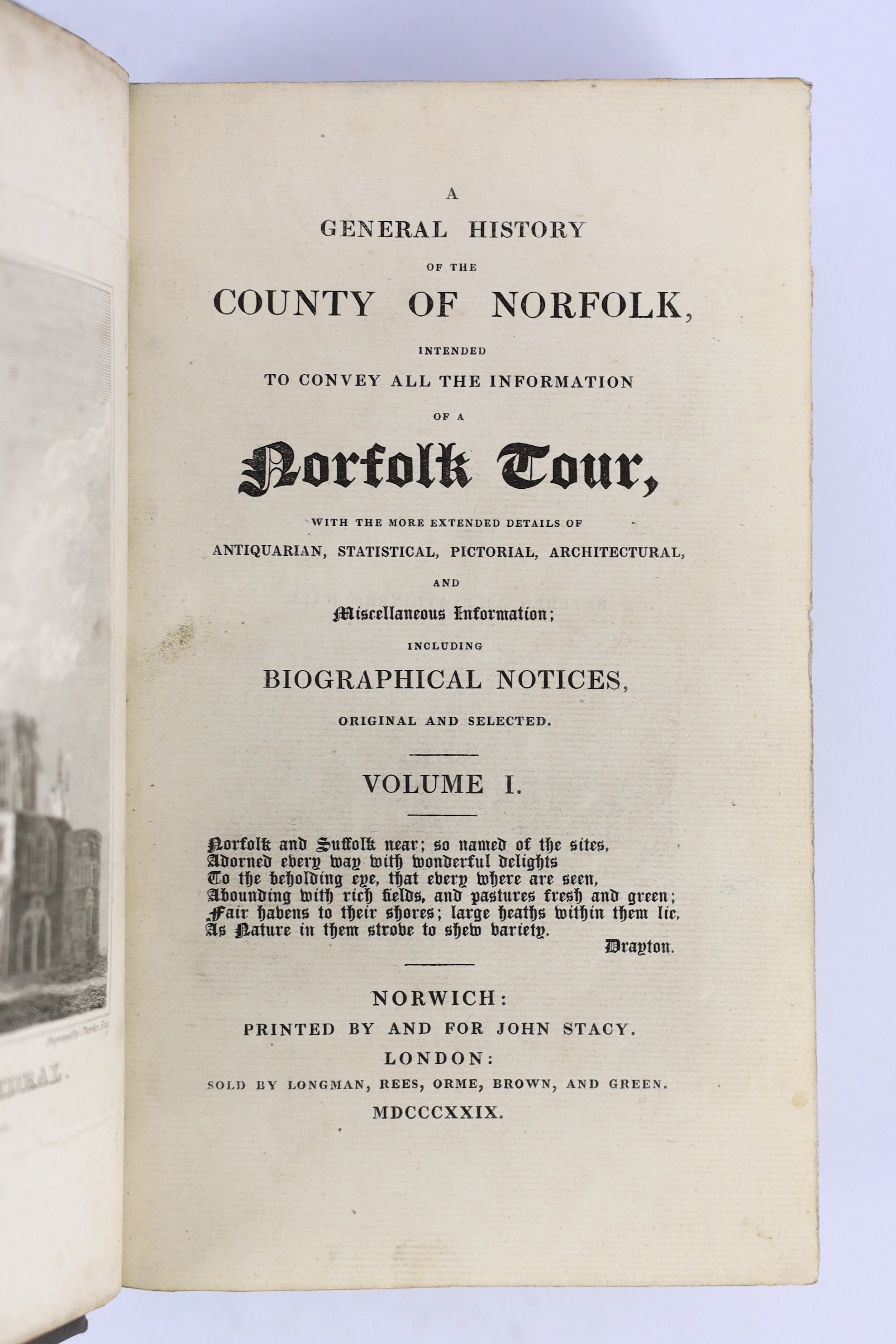 NORFOLK: A General History of the County of Norfolk, intended to convey all the information of a Norfolk Tour ... 2 vols, frontis and hand-coloured folded map, subscribers list